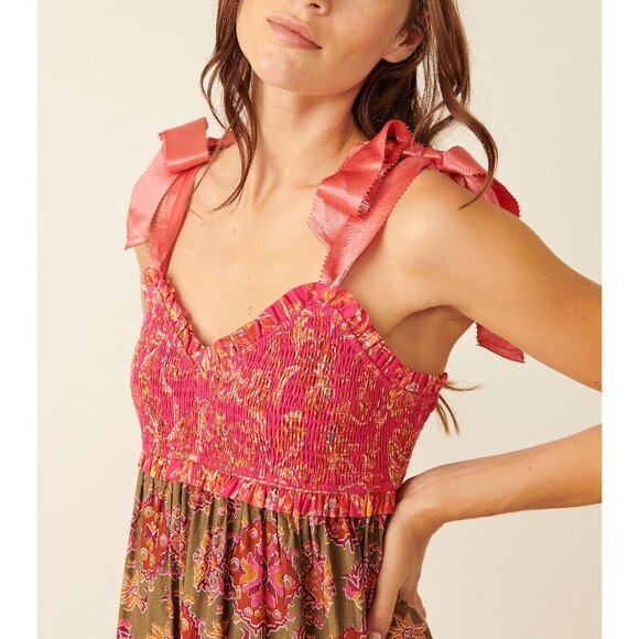 NWT FREE PEOPLE Bluebell Maxi Dress / Magenta Combo SZ: M - Picture 4 of 6